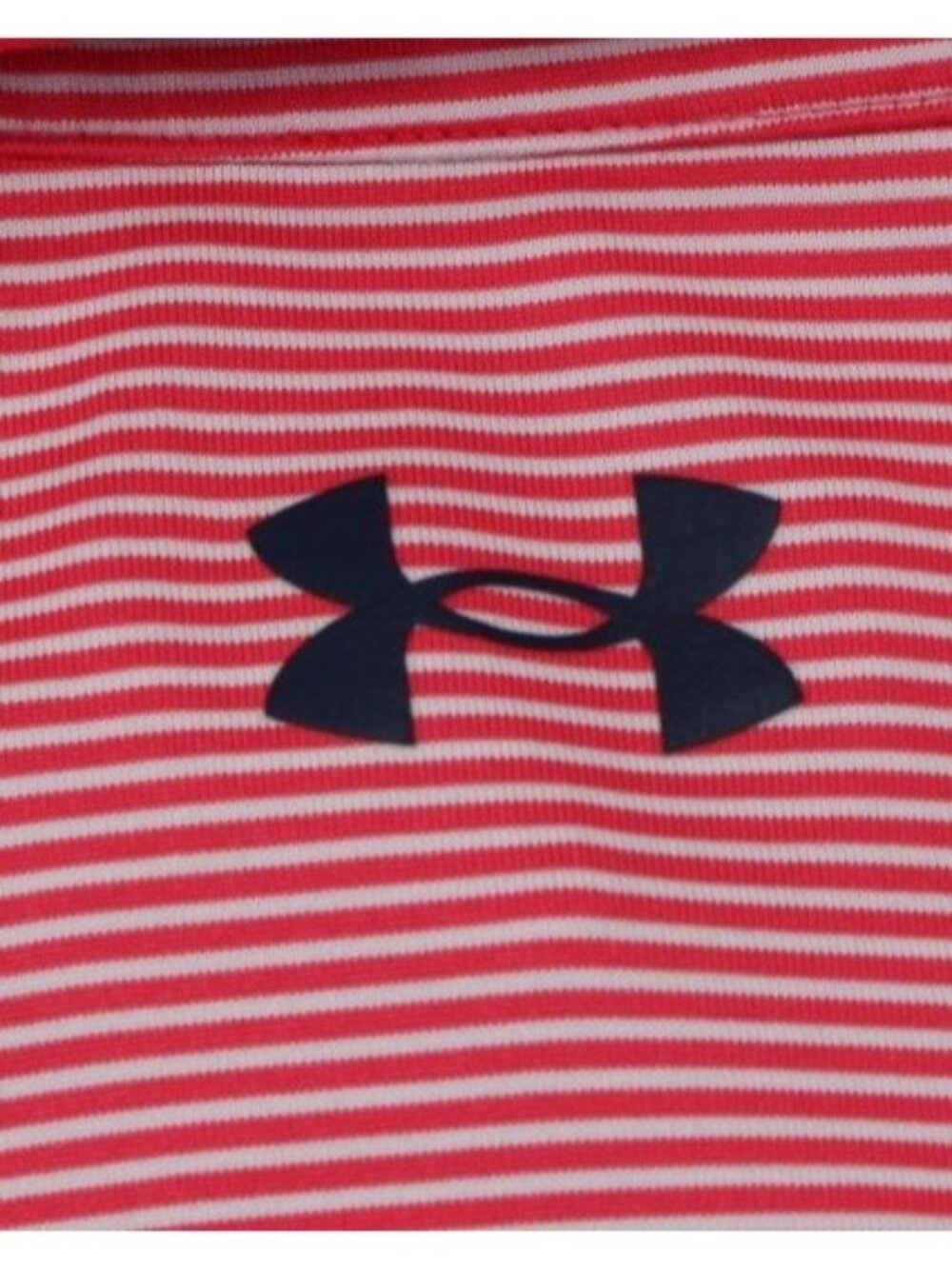 Under Armour Race City Steel Large Red & White Striped Performance Polo Shirt Me - Picture 8 of 8